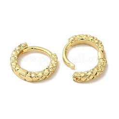 Boucles d'oreilles créoles huggie en laiton avec anneau texturé pour femmes&nbsp;EJEW-C097-06C-G