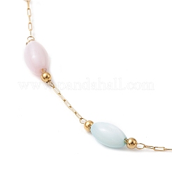 Armbandherstellung aus gefärbter Reis-Naturmuschel und Gliederkette aus Edelstahl 304&nbsp;AJEW-JB01385