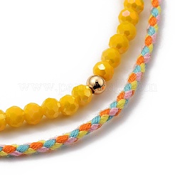 Braccialetti con perline in vetro elasticizzato e set di braccialetti in cordino intrecciato di cotone&nbsp;BJEW-JB05401-03