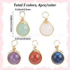 20 stücke 5 arten natürliche aventurin & rose quarz & gefärbt blau tigerauge & red jasper & amethyst anhänger&nbsp;PALLOY-BM00002