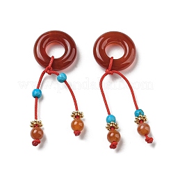 Natürliche rote Achat-Donut-Anhänger&nbsp;G-R489-03