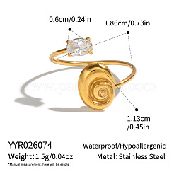 Anillos abiertos tipo brazalete de acero inoxidable 304 con circonitas cúbicas engastadas para mujer.&nbsp;VD5322-1