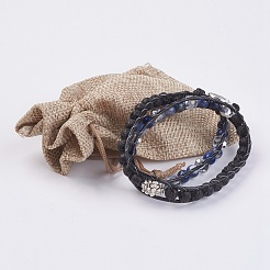 Wickelarmband aus natürlichem Sodalith und Lavastein&nbsp;BJEW-JB03612-01