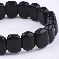 Bracciali elastici in agata nera tinta e riscaldata in modo naturale&nbsp;BJEW-S039-05B