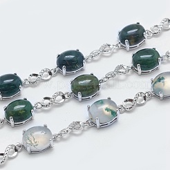 Bracelets de chaîne de lien d'agate de mousse naturelle&nbsp;BJEW-G595-A01