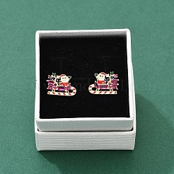 Weihnachtsmann-Ohrstecker aus Messing mit Mikropavé und Zirkonia&nbsp;EJEW-B149-03G