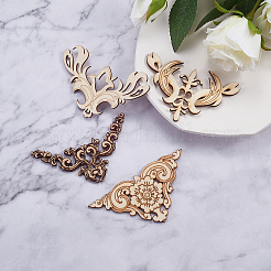 20 pièces 4 styles de motifs de fleurs évider des pièces de bois non finies&nbsp;DIY-CJ0002-08