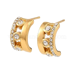 Pendientes de botón de acero inoxidable 304 con circonitas cúbicas engastadas para mujer.&nbsp;SA-CBAF36C-04B-G