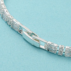 Gestellplattierte Gliederkettenarmbänder aus Messing mit Mikropavé-Kubikzirkonia&nbsp;BJEW-Q771-04S