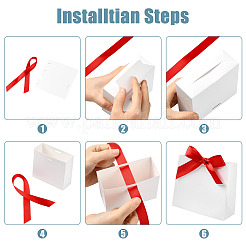 Scatole di caramelle per matrimonio in cartone bianco con nastro&nbsp;CON-FZC0002-002D