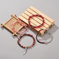 4 stücke 4 stil natürliche gemischte edelstein perlen stretch armbänder set&nbsp;BJEW-JB08878
