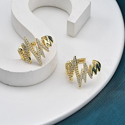 Gestellplattierung Messing Mikropflaster klare Zirkonia Manschettenfingerringe für Frauen&nbsp;RJEW-M028-46G