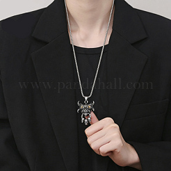 Collares con colgante de calavera de diablo de acero inoxidable 304 para Halloween para hombres&nbsp;WG53C55-01