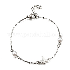 Bracelets à maillons papillon en acier inoxydable 304&nbsp;BJEW-C098-01C-P
