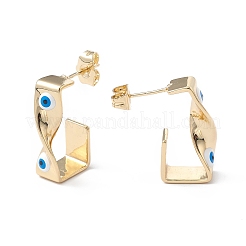 Boucles d'oreilles clous mauvais œil en laiton émaillé&nbsp;EJEW-A093-04G-07