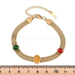 Pulseras de eslabones ovalados de acero inoxidable 304 y resina para mujer&nbsp;BJEW-B171-01G