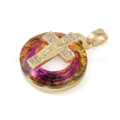 Micro pavé de zircone cubique en laiton avec pendentifs en verre&nbsp;KK-Q815-01G-06