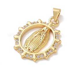 Pendentifs religieux en laiton sertis de micro-pavés de zircone cubique transparente&nbsp;KK-L268-020G-01