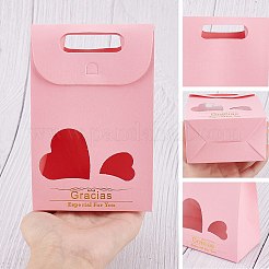 20 Stück rechteckige Papiertüten in 2 Stilen mit Griff und klarem herzförmigem Schaufenster&nbsp;CON-NB0001-90