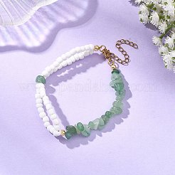 Pulseras de cuentas de piedras preciosas naturales y cuentas de vidrio para mujer&nbsp;BJEW-JB14137
