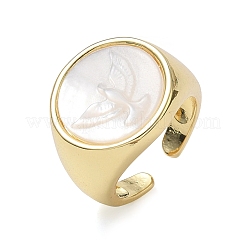 Offene Manschettenringe aus Messing und weißem Muschelhorn&nbsp;KK-CBA56EF-42D-G