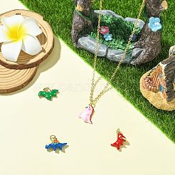 4 pendentif en laiton émaillé en forme de dinosaure&nbsp;KK-CJ0003-32
