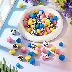 96 pièces 12 styles de perles de silicone écologiques de qualité alimentaire&nbsp;SIL-TA0003-54
