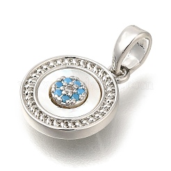 Pendentifs en laiton micro pavé de zircons cubiques et coquillages&nbsp;KK-K388-77P-01