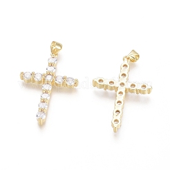 Pendenti in zirconi cubici trasparenti in micro pavè di ottone&nbsp;ZIRC-G152-18A-G