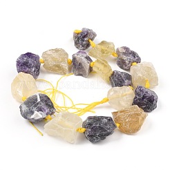 Grobe rohe natürliche Amethyst- und Zitronenquarzperlenstränge&nbsp;G-F595-I03