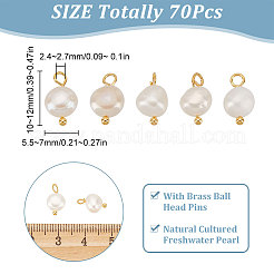 70 stücke natürliche zucht süßwasser perle zwei seiten poliert charms&nbsp;FIND-CN0001-43G