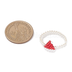 Weihnachts-Fingerringe aus Glasperlen für Damen&nbsp;RJEW-MZ00029-03