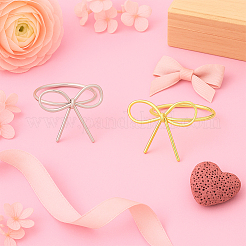 8 Stück 2 Farben Bowknot Eisen Fingerringe für Frauen&nbsp;RJEW-HY0001-24