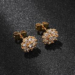 Orecchini da donna in ottone con micro pavé di zirconi cubici&nbsp;EJEW-F418-03G
