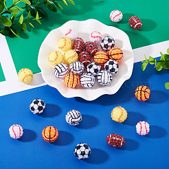 30 Stück 6 Stile Sport Thema Harz Strass Perlen&nbsp;RESI-TA0003-97