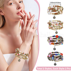 4 braccialetto avvolgente in perline sintetiche irregolari multifilo in stile boho&nbsp;BJEW-PA0001-07