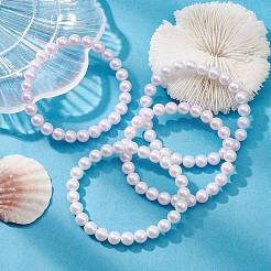 Bracelets extensibles en perles d'imitation en plastique pom&nbsp;BJEW-JB09517