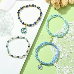 4 Stück 4-teiliges Stretch-Armband-Set mit natürlichen gemischten Edelsteinen und Saatperlen&nbsp;BJEW-JB09606-03