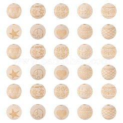100pcs 10 Stil unvollendete europäische Naturholzperlen&nbsp;WOOD-TA0001-55