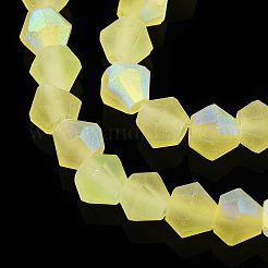 Imitez des brins de perles en verre givré bicône en cristal autrichien&nbsp;LS-EGLA-A039-T6mm-MB21