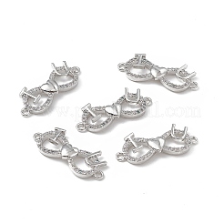 Breloques de connecteur en laiton micro pavé de zircone cubique transparente&nbsp;KK-E068-VB377