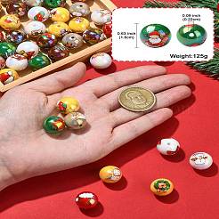 50 perles acryliques opaques imprimées sur le thème de Noël&nbsp;OACR-CJ0002-20