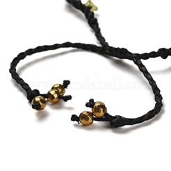Bracciale con perline intrecciate con pepite di quarzo giallo naturale&nbsp;BJEW-B073-01C