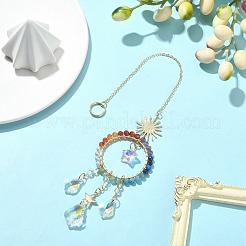 Décorations pendentif en perles de pierres précieuses chakra&nbsp;HJEW-JM01152-01