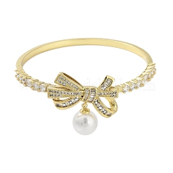 Bracelets à charnière avec nœud papillon en zircone cubique pavé de laiton pour femmes&nbsp;BJEW-R317-03G-03
