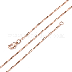 Collane a catena in ottone placcato a cremagliera da 1 mm per donne e uomini&nbsp;MAK-L044-26RG