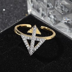 Manschettenfingerringe aus Messing mit Mikropflaster und klarem Zirkonia für Damen&nbsp;RJEW-U033-05GP