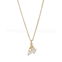 Collar con colgante de circonita cúbica transparente micro pavé de latón&nbsp;NJEW-JN05390-01
