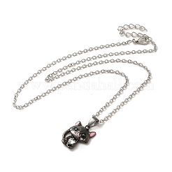 Collier pendentif chat en alliage strass&nbsp;NJEW-A017-01P-01