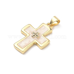 Pendentifs avec zircon cubiques à micro-pavés en laiton&nbsp;KK-P345-57G